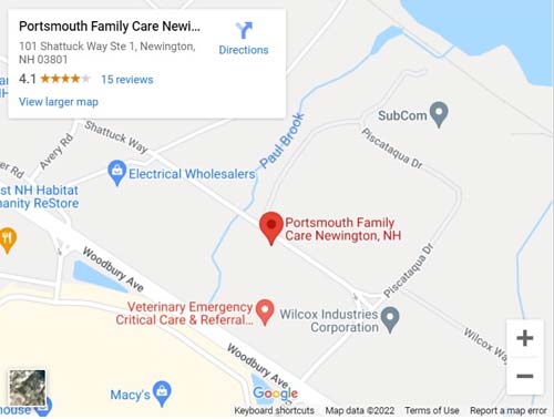 Directions to Family Care Clinic in Newington, NH on 101 Shattuck Way Suite 2.